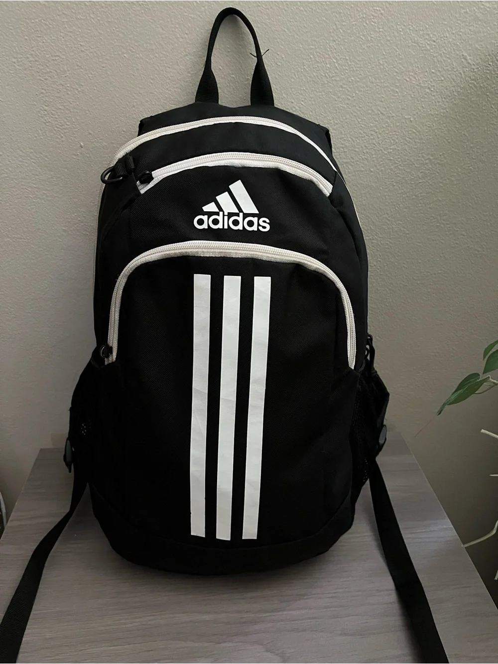 Adidas Black White 3-Stripes Backpack Bookbag School Laptop Travel Bag